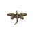 Подвеска, 26х15мм, стрекоза, базовый материал - латунь, античная позолоченная (цвет - бронза), 2 шт.
