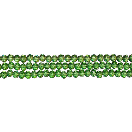 <p>Бюджетные миниатюрные стеклянные граненые бусины - рондели (абакусы) зеленого цвета. Бусины могут немного отличаться по форме и размеру. Оттенок может немного отличаться от фото. Цена за низку около 190 бусин.</p>