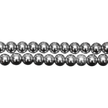 <p>Низка бусин из окрашенного (металлизированного) гематита, цвет темное серебро. Гематит создан искусственно, по составу аналогичен натуральному. Бусины могут немного отличаться по форме и размеру. Оттенок может отличаться от фотографии и в разных поставках. Длина низки примерно 37 см, в низке около 50 бусин. Низки формируются без проверки каждой бусины на дефекты. Цена за низку.</p><p>ВНИМАНИЕ: на покрытии возможны небольшие царапинки, потертости, вмятинки.</p>