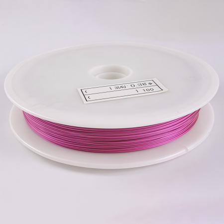 Тросик ювелирный, 0.38мм, цвет фуксия, катушка, 50 метров
