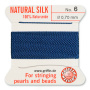 <p>Прочная нить из высококачественного натурального 100% шелка, произведена компанией Griffin (Германия). К нити прикреплена проволочная иголочка. Идеально подходит для использования с жемчугом и натуральными камнями. Толщина около 0,7 мм. Цена за моток 2 метра.</p>