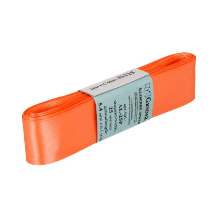 Лента атласная, Gaммa, 25мм, красно-оранжевая №125, моток, 5 метров Лента атласная, Gaммa, 25мм, красно-оранжевая №125, моток, 5 метров