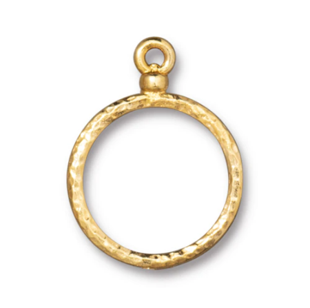 Подвеска, 24х18мм, TierraCast, кольцо Узорное, базовый материал - оловянный сплав, позолоченное, 2 шт.