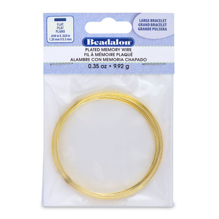 Проволока с памятью, 55-57х1.2х0.5мм, Beadalon, для браслета, плоское сечение, золотистого цвета, 9.92 грамма (ок.12 витков)