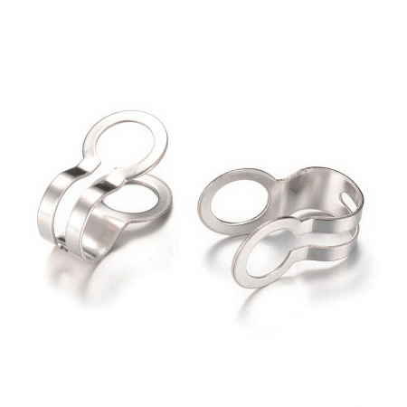 Концевики, 10х6.5мм, дуги для цепочки с шариками до 3.3мм, базовый материал - нержавеющая сталь, без покрытия, 10 пар