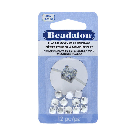 Оправа с цапами, 6мм, Beadalon, для плоской проволоки, форма круг, базовый материал - латунь, посеребренный, 12 шт.