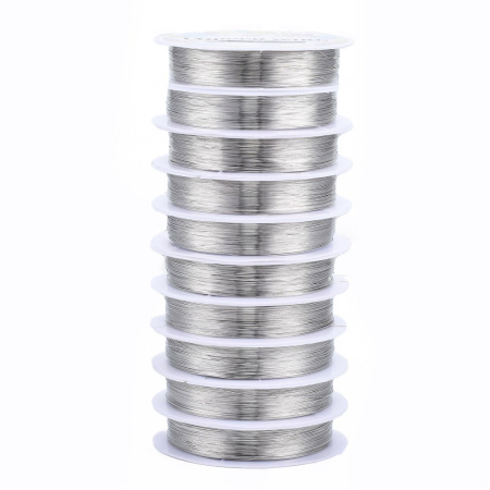 Проволока гибкая, 0.3мм, мягкая, серебристого цвета, 25 метров, катушка <p>Медная проволока с покрытием под серебро. Оттенок может отличаться от фотографии. Намотка может состоять из нескольких частей. Цена за катушку около 25 метров.</p>