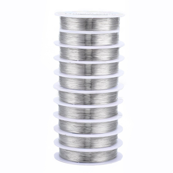 Проволока гибкая, 0.3мм, мягкая, серебристого цвета, 25 метров, катушка <p>Медная проволока с покрытием под серебро. Оттенок может отличаться от фотографии. Намотка может состоять из нескольких частей. Цена за катушку около 25 метров.</p>