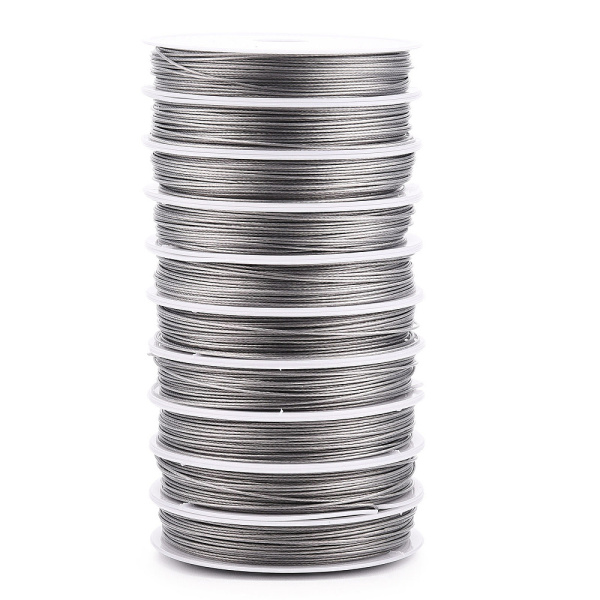 <p>Довольно качественный, очень толстый ювелирный тросик. Толщина около 0.8мм, может немного отличаться от заявленной. Цвет тёмно-серебристый (стальной). Оттенок может отличаться от фотографии и в разных поставках. Цена за катушку около 14 метров. Тросик в намотке может состоять из нескольких кусков.</p>