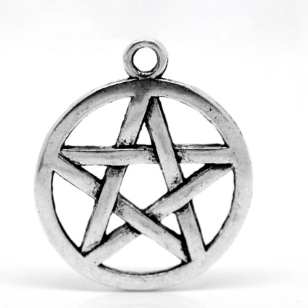 Подвеска, 29х25мм, пентаграмма двусторонняя, стиль тибетское серебро, базовый материал - цинковый сплав, 1 шт.