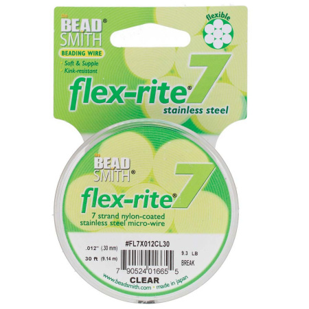 <p>Ювелирный тросик Flex-Rite с нейлоновым покрытием. 7-жильный тросик. Цвет стальной (темно-серебристый). Оттенок может отличаться от фотографии. Цена за катушку 30 футов (9.1 метра).</p>