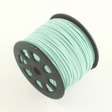 Шнур из искусственной замши, около 3х1.5мм, плоский, нежно-голубой, 5 метров