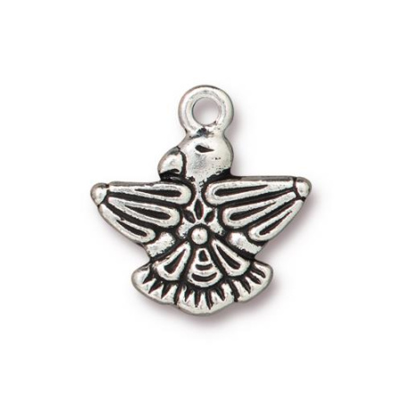 Подвеска, 19.2х18.2мм, TierraCast, буревестник, базовый материал - оловянный сплав, посеребренный с чернением, 1 шт.