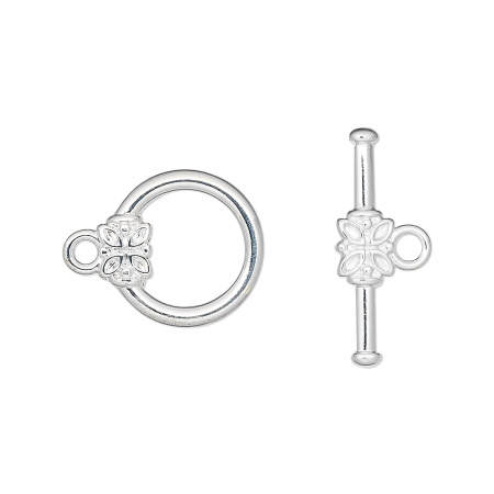<p>Серебряное покрытие 925 пробы. Застежка - тоггл с цветочком. Цена за 2 шт.</p>
