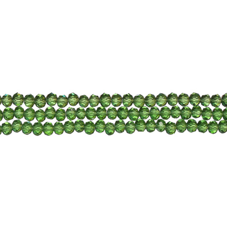 Бусины стеклянные, 4х3.5мм, граненые, рондели, зеленые, 148 шт., низка