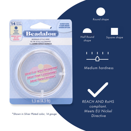Проволока гибкая, 0.405мм, Beadalon, посеребренная, моток, 20 метров <p>Качественная посеребренная проволока для создания украшений и других видов рукоделия Beadalon German style wire. Базовый материал - медь, покрытие - серебро 925 пробы. Оттенок может отличаться от фотографии и в разных поставках. Толщина 26 gauge (около 0.405 мм). Намотка может состоять из нескольких частей. Цена за моток 20 метров.</p>