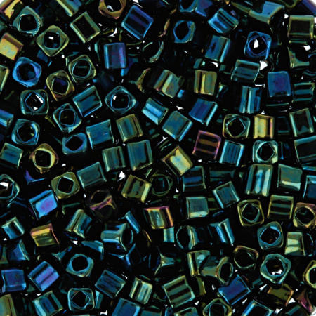 Бисер TOHO Cube, размер 1.5мм, цвет #84 (Металлизированный, зеленый ирис/коричневый), 10 грамм