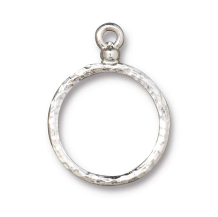 Подвеска, 24х18мм, TierraCast, кольцо Узорное, базовый материал - оловянный сплав, родий, 1 шт.
