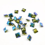 <p>Ювелирный кристалл (шатон, Chaton) из фианита (Cubic Zirconia), форма квадрат. Качество А. Цвет оливково-зелёный, передняя сторона имеет покрытие AB (преобладают голубые и фиолетовые тона). Оттенок и вид огранки (количество граней) у разных кристаллов может немного отличаться. На шатонах возможны незначительные царапинки/сколы. Цена за 5 шт.</p>