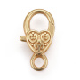 <p>
 Крупный замочек - карабин в форме сердца с двусторонним витым узором. Базовый материал - бижутерный металлический сплав, сверху матовая позолота приглушённого оттенка (гальваническое напыление золотом 18К). Оттенок может отличаться от фотографии и в разных поставках. Цена за 2 шт.
</p>