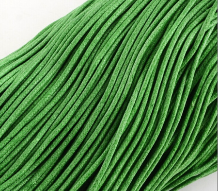 Шнур хлопковый вощеный, около 2мм, зеленый, Китай, 10 метров