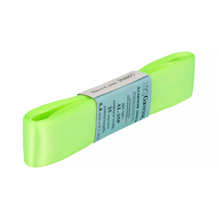 Лента атласная, Gaммa, 25мм, неоново-салатовый №057, моток, 5 метров Лента атласная, Gaммa, 25мм, неоново-салатовый №057, моток, 5 метров