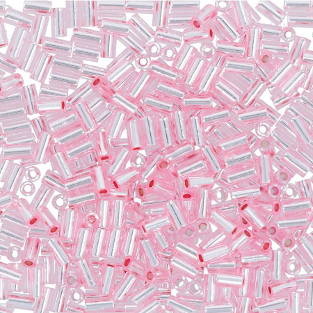 Бисер TOHO Bugle, размер 3мм, цвет #38 (Внутреннее серебрение, розовый), 10 грамм