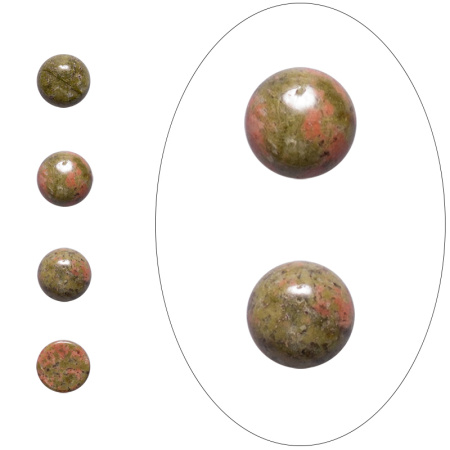Кабошон каменный, 8мм, унакит, 5 шт.