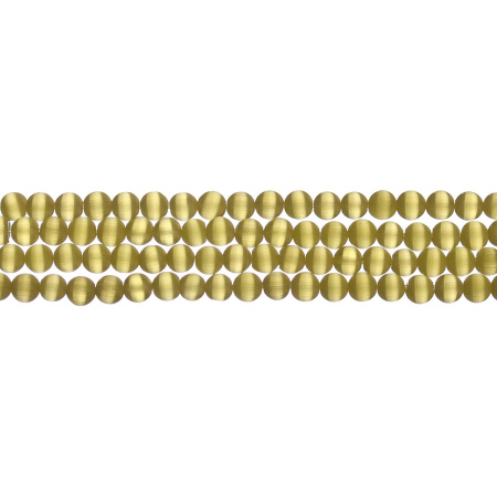 Бусины каменные, кошачий глаз (имитация), лимонный, 4мм, 95 шт., низка