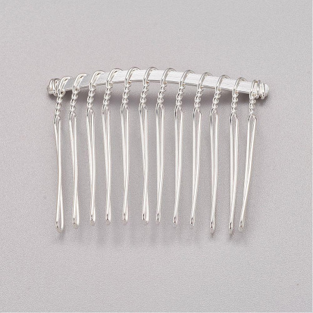 Гребень для волос, 47х37мм, металлический, базовый материал - железо, серебристого цвета, 2 шт.