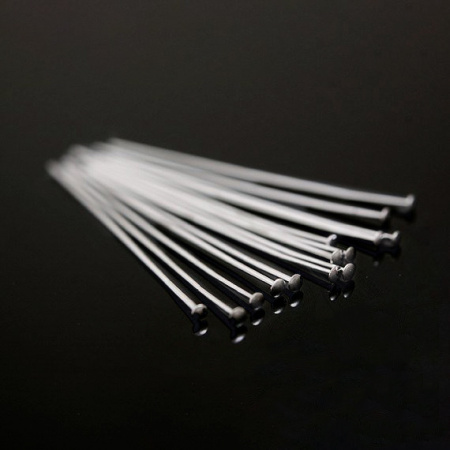 Пины со шляпкой, 30х0.511мм, Корея, базовый материал - латунь, под родий, 2 грамма