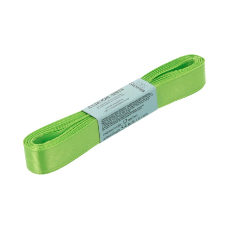 Лента атласная, Gaммa, 12мм, светло-салатовая №089, моток, 5 метров Лента атласная, Gaммa, 12мм, светло-салатовая №089, моток, 5 метров