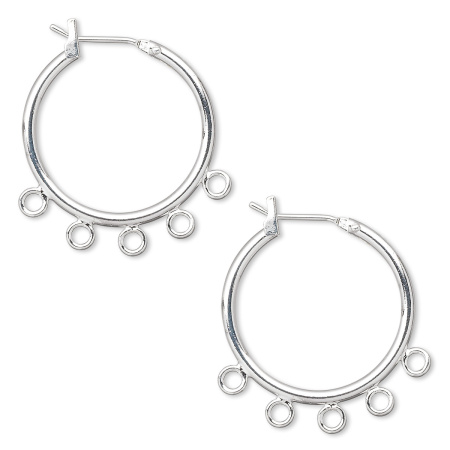 Швензы закрытые, 28х23х2мм, с защелкивающейся застежкой, кольца с пятью петельками, базовый материал - латунь, посеребренные, пара