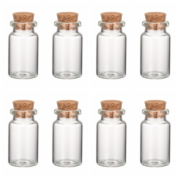 <p>Стеклянная бутылочка с пробкой для декорирования. Размер бутылки примерно 40*22 мм, диаметр горлышка - 12 мм. Объем около 9.5 мл. Размер может немного отличаться от заявленного. На бутылочках возможны небольшие царапинки, потертости. Цена за 5 шт.</p>