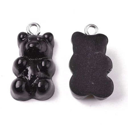 Подвеска акриловая, 21х11х6.5мм, желейный мишка, базовый материал - акрил, лакрица (черный), 1 шт.