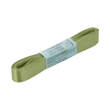 Лента атласная, Gaммa, 12мм, болотная №055, моток, 5 метров Лента атласная, Gaммa, 12мм, болотная №055, моток, 5 метров