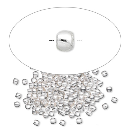 Бусина металлическая, 2мм, крупное отверстие, базовый материал - латунь, посеребренная, 50 шт.