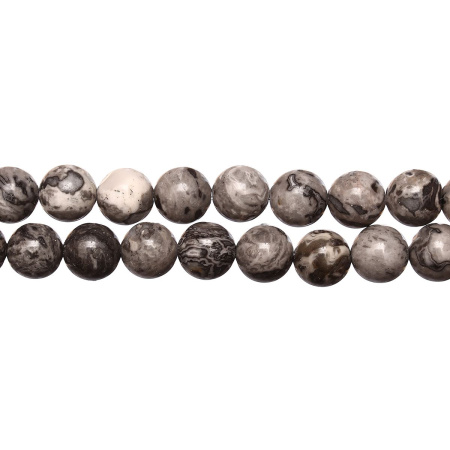 <p>Гладкие круглые каменные бусины из натуральной пейзажной яшмы в серых тонах. Цвет и рисунок на бусинах может отличаться от фотографии. Бусины могут немного отличаться по форме и размеру. Длина низки около 38 см, в низке примерно 44 бусин (низки формируются без проверки на дефекты каждой бусины и без подбора бусин по рисунку). Цена за низку.</p>