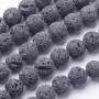 <p>Круглые каменные бусины из натуральной необработанной вулканической лавы (вулканического туфа). Бусины имеют матовую серо-черную поверхность, оттенок может отличаться от фотографии. Бусины могут немного отличаться по форме и размеру. Цена за низку 37 см (около 45 бусин, низки формируются без проверки каждой бусины на дефекты).</p>
