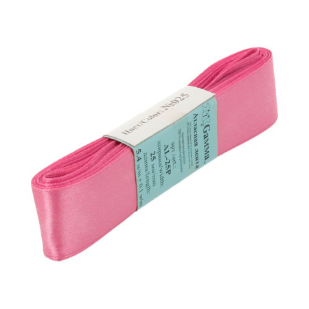 Лента атласная, Gaммa, 25мм, темно-розовая №025, моток, 5 метров Лента атласная, Gaммa, 25мм, темно-розовая №025, моток, 5 метров