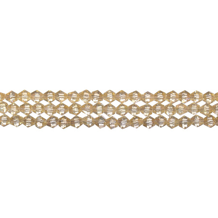 Бусины стеклянные, 4-5мм, граненые, биконусы, песочные с радужно-перламутровым покрытием, 78 шт., низка