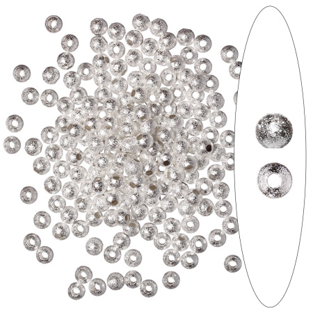 Бусина металлическая, 4мм, звездная пыль, базовый материал - латунь, серебристого цвета, 2 грамма