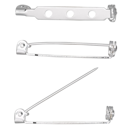 Основа для броши, 32.5мм, с фиксатором, базовый материал - сталь, посеребренная, 2 шт. Основа для броши, 32.5мм, с фиксатором, базовый материал - сталь, посеребренная, 2 шт.