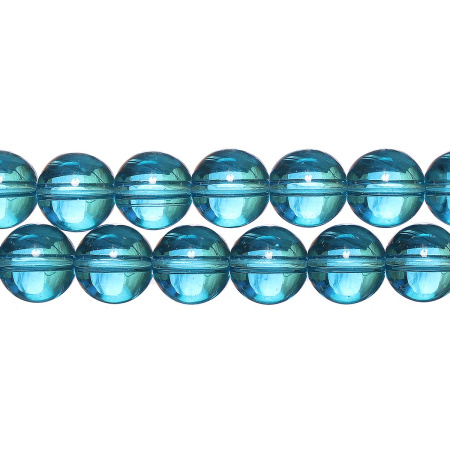 Бусины стеклянные, 12мм, бирюзово-голубые, 28 шт., низка
