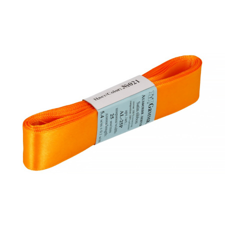 Лента атласная, Gaммa, 25мм, оранжевая №021, моток, 5 метров Лента атласная, Gaммa, 25мм, оранжевая №021, моток, 5 метров