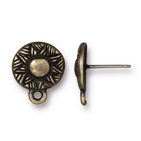 Пусеты, 14х12мм, TierraCast, Этника с петелькой, базовый материал - титан/пьютер, бронзовые с чернением, пара Пусеты, 14х12мм, TierraCast, Этника с петелькой, базовый материал - титан/пьютер, бронзовые с чернением, пара