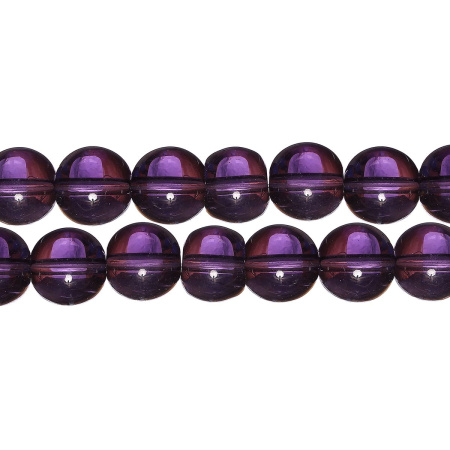 Бусины стеклянные, 12мм, фиолетовые, 28 шт., низка