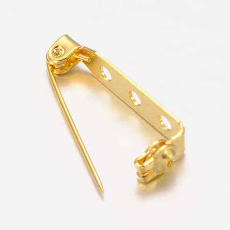 Основа для броши, 27х5мм, с фиксатором, базовый материал - железо, золотистого цвета, 10 грамм