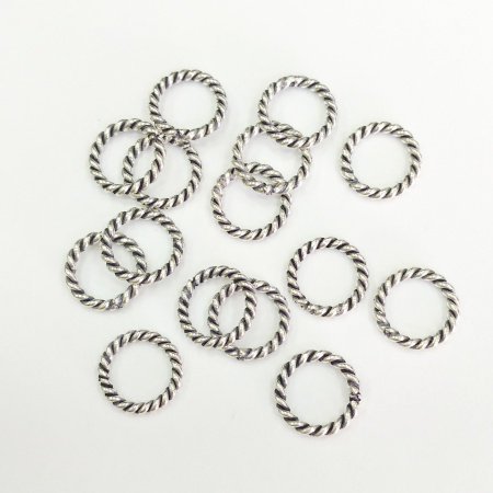 Соединительное колечко, 8.2мм (толщина 1.2мм, внутренний размер 5.8мм), Индия, витое / крупное плетение, неразъемное, базовый материал - латунь, посеребренное с чернением, 20 шт.