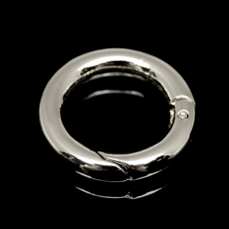 Застежка, 20х3.5мм, Корея, круглый карабин, базовый материал - латунь, под родий, 1 шт.